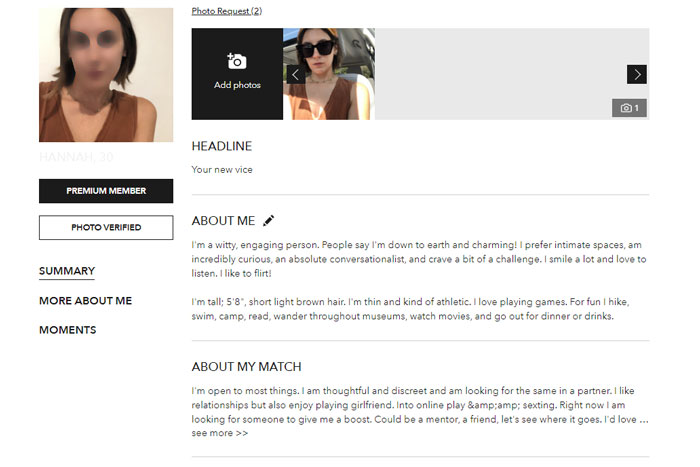 sugar baby profile examples