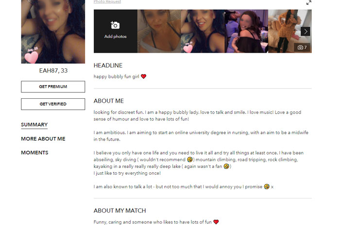 sugar baby profile examples